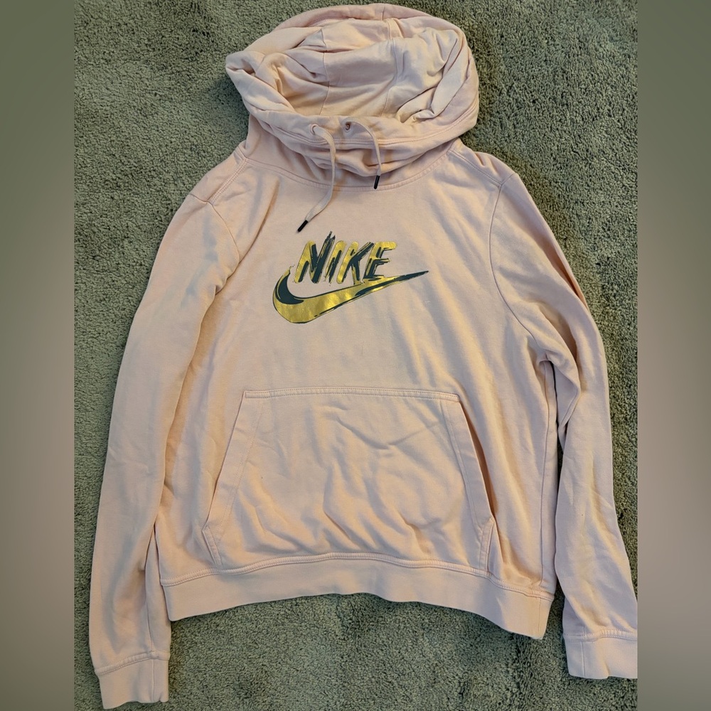 Nike Light Pink Hoodie with Gold Logo